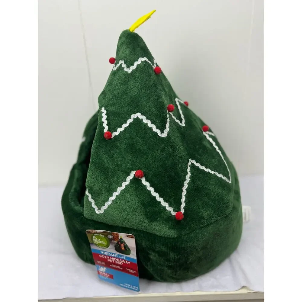 Vibrant Life Cozy Hideaway Christmas Tree Pet Bed, NWT